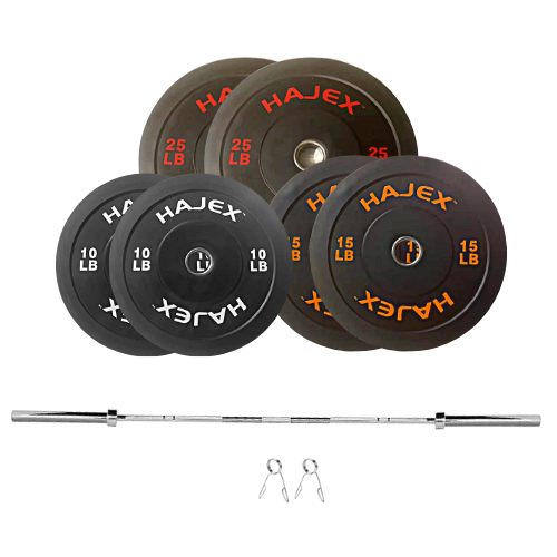 Bench Press Stack with Squat Rack, Weight Plates and Barbell Bar