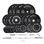 Bench Press Stack with Squat Rack, Weight Plates and Barbell Bar